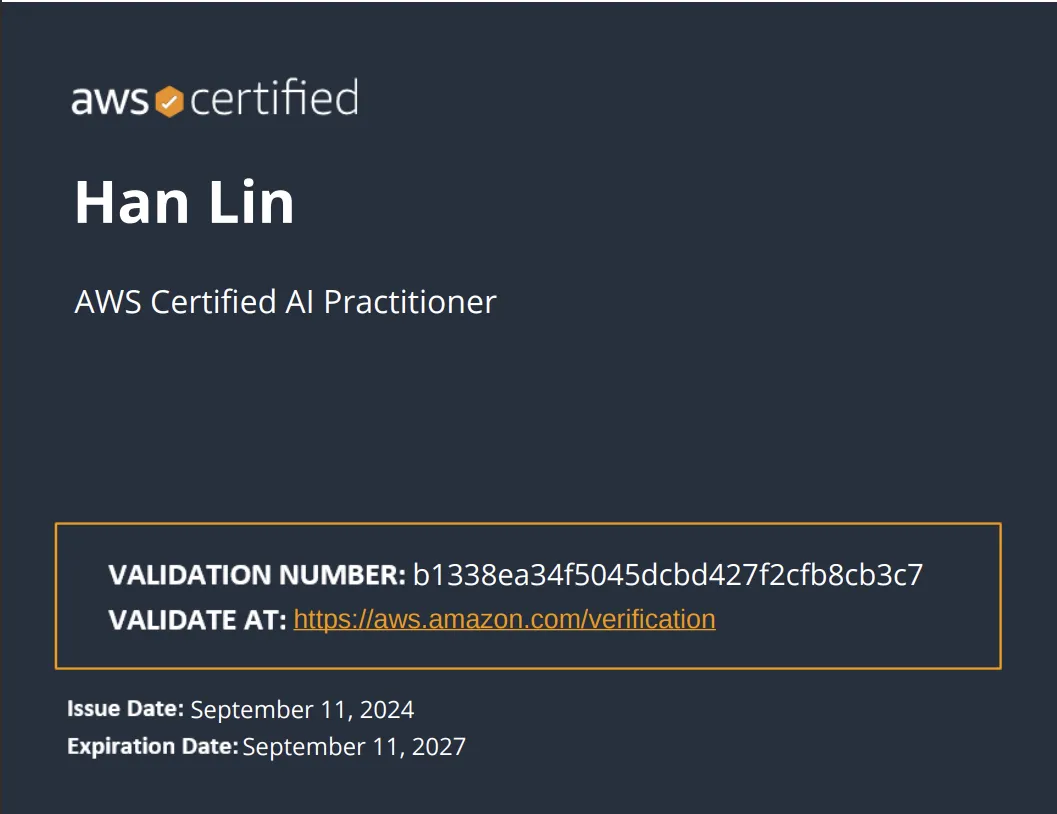 AWS Certified AI Practitioner Certificate