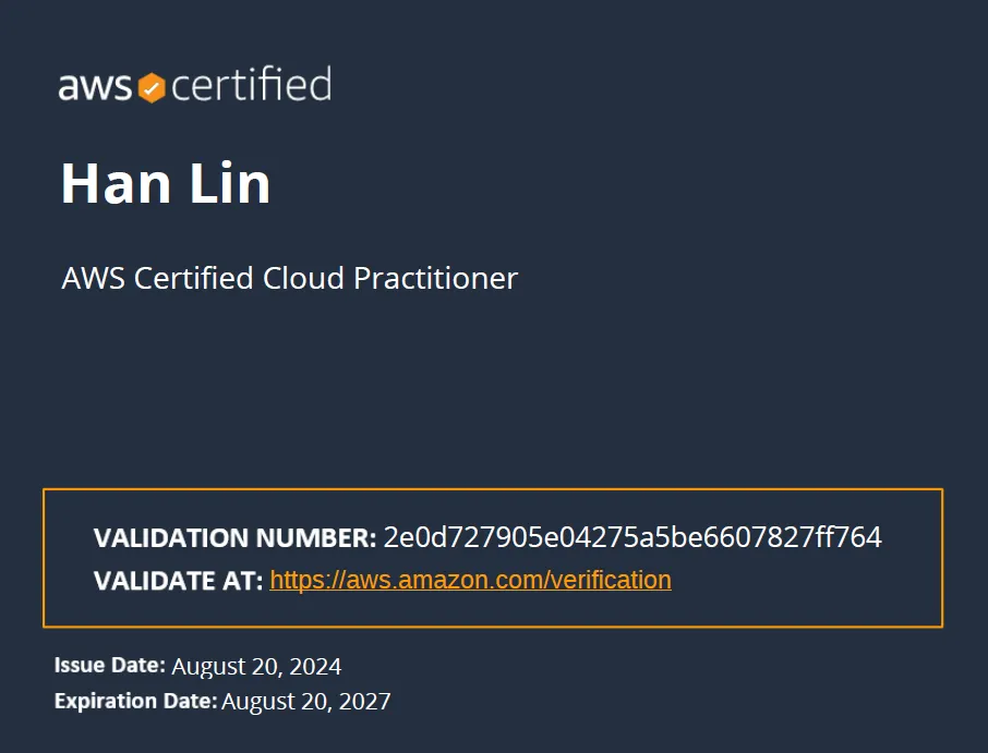AWS Certified Cloud Practitioner Certificate