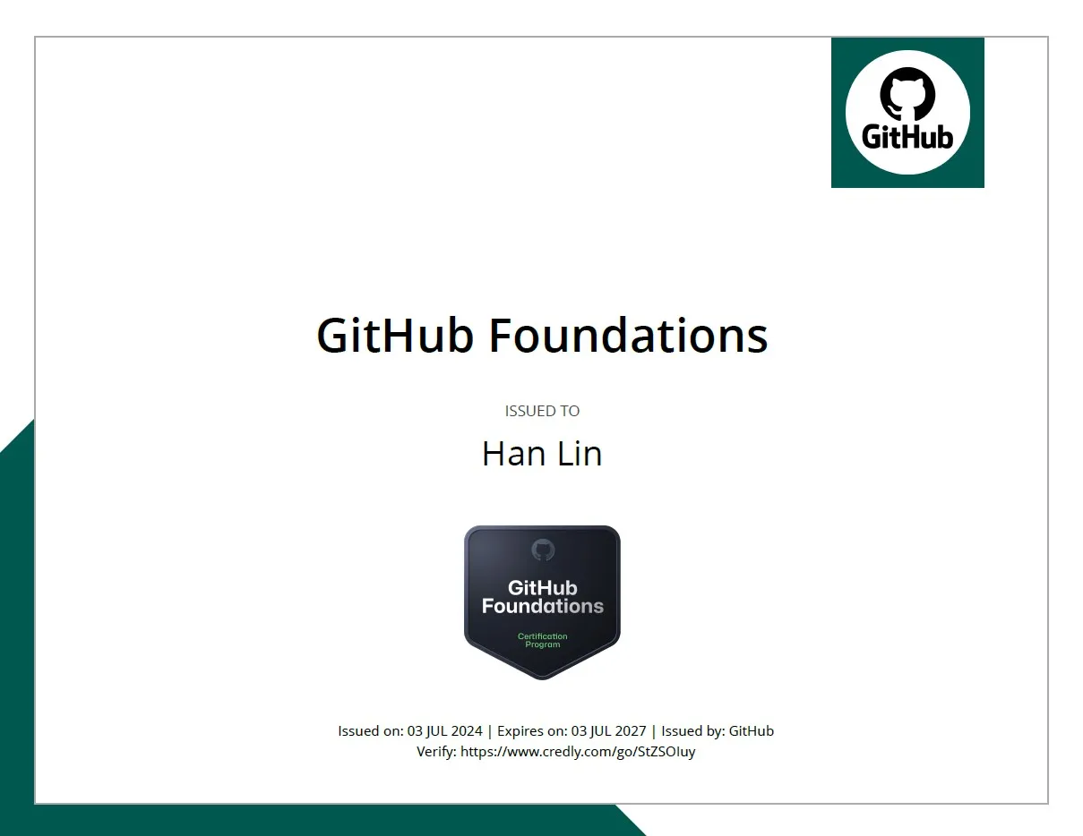 GitHub Foundations Certification Certificate
