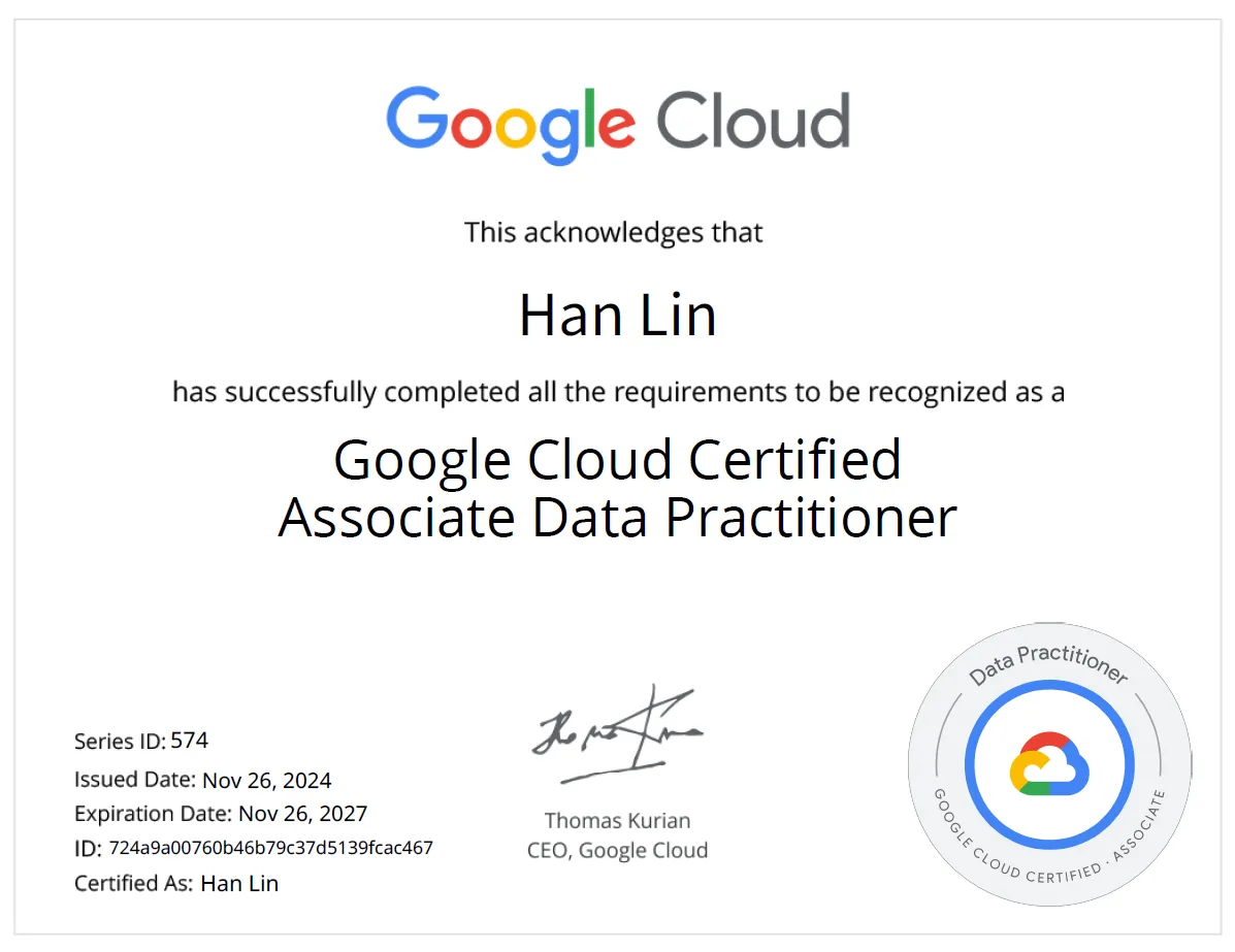 Google Certified Associate Data Practitioner Certificate