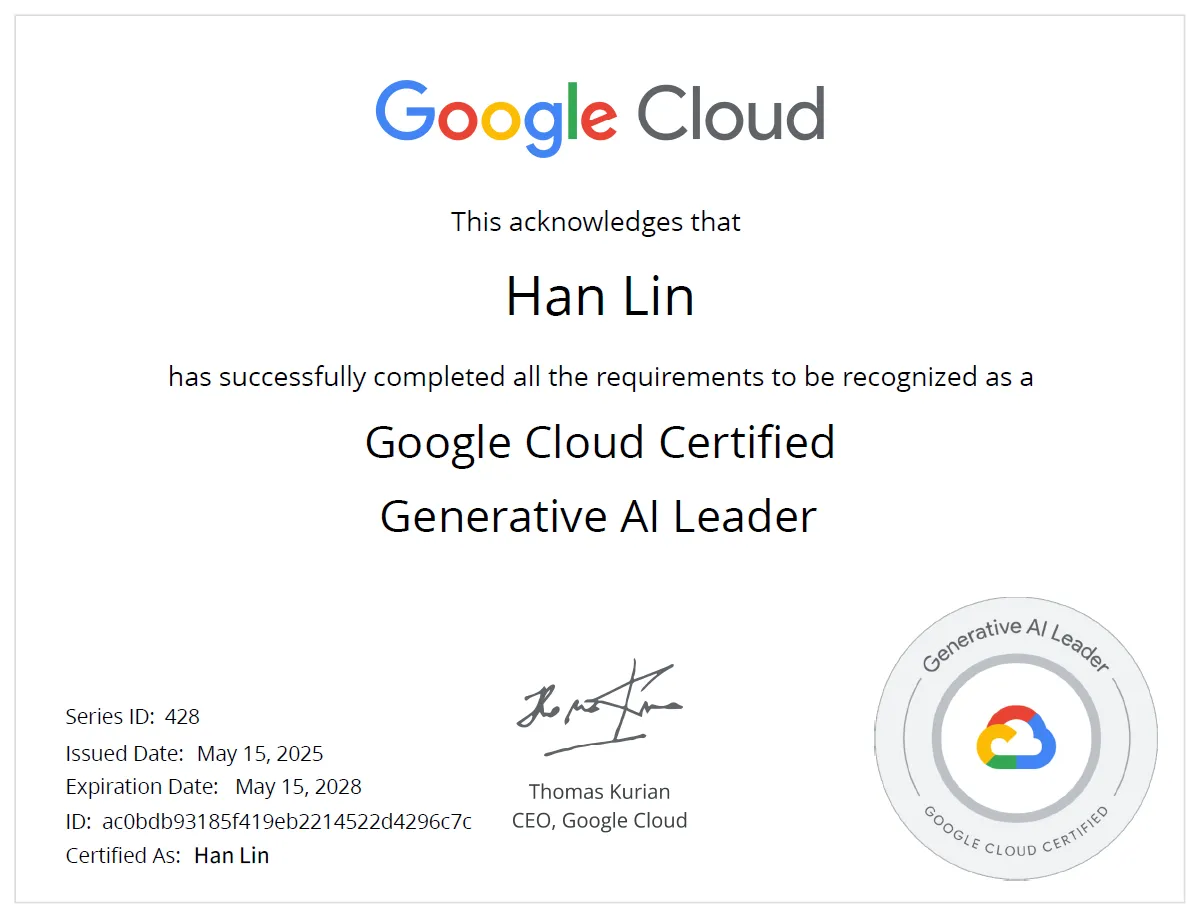 Google Certified Generative AI Leader Certificate