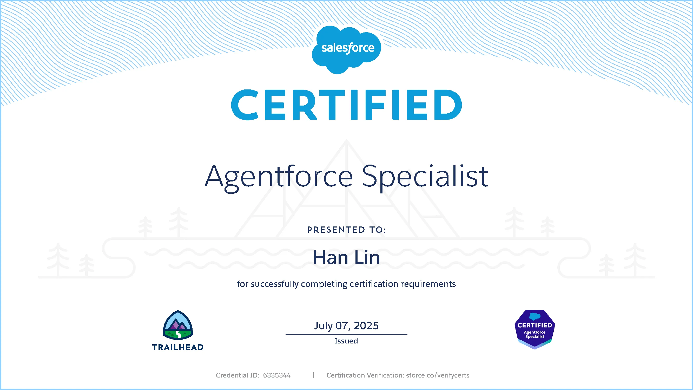 Salesforce Certified Agentforce Specialist Certificate